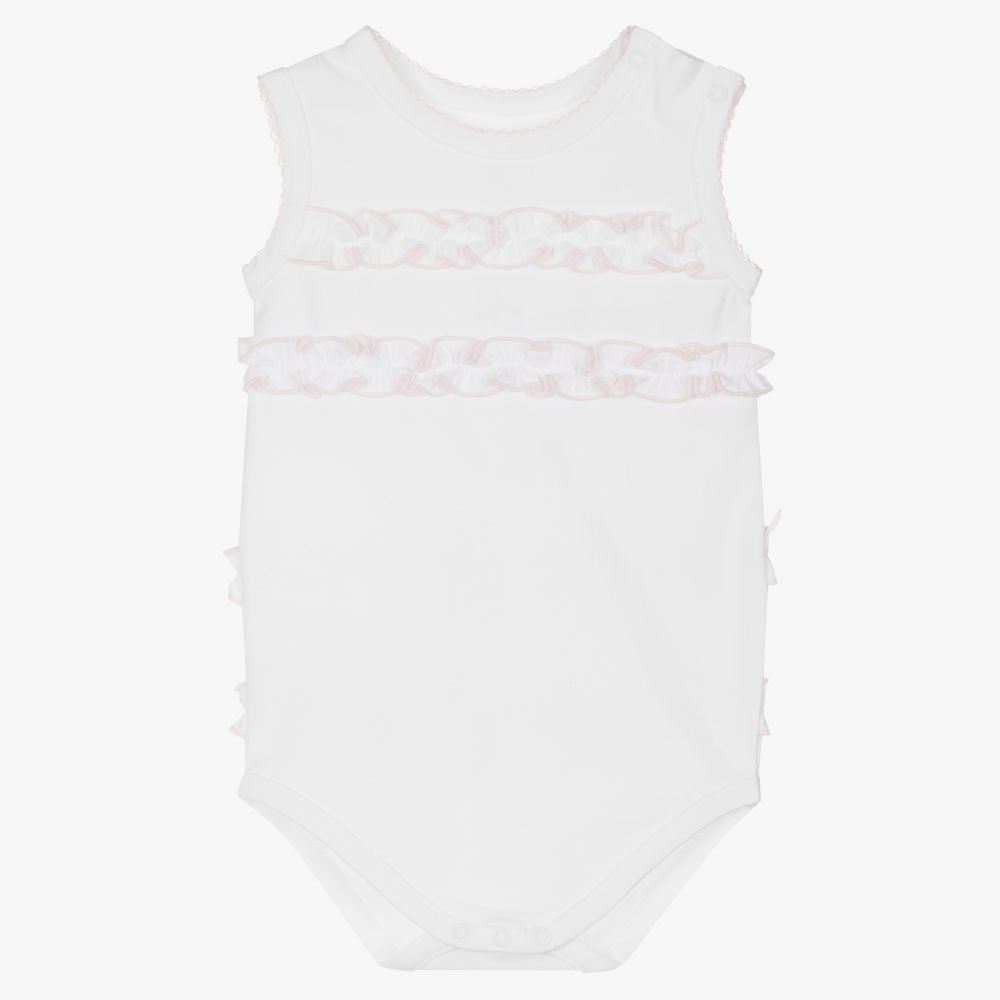 Pureté Du... Bébé - White Cotton Ruffle Bodysuit | Childrensalon