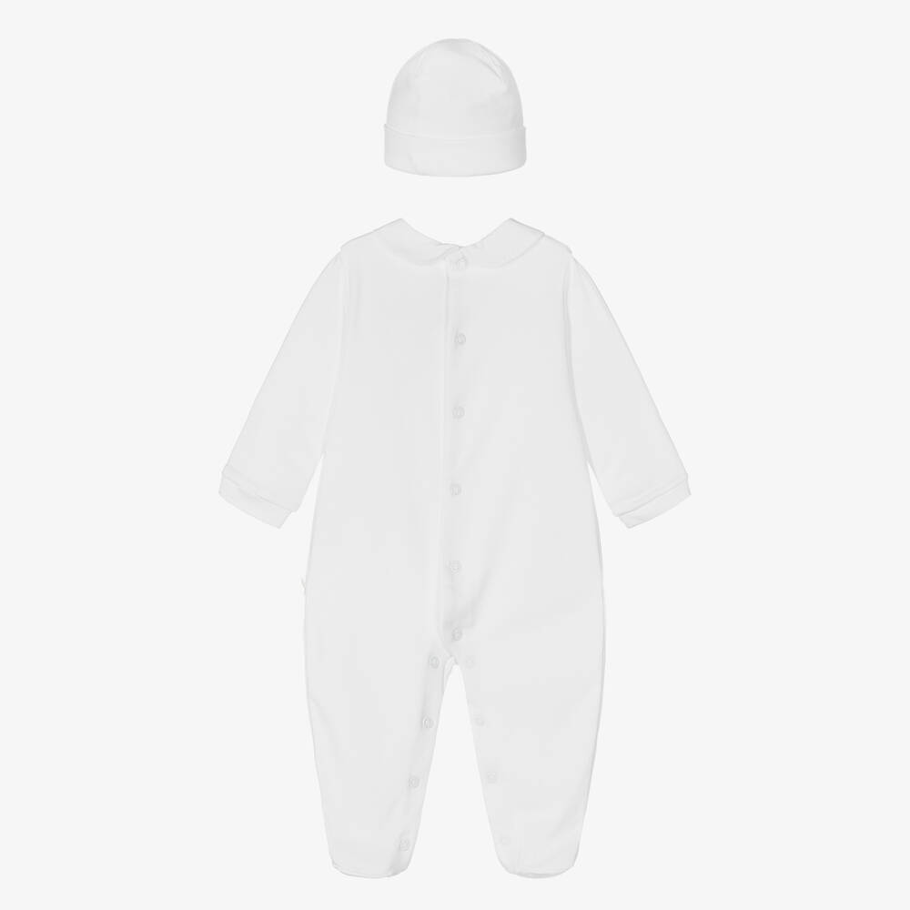 Pureté Du... Bébé-White Smocked Babygrow & Hat Set | Childrensalon Outlet