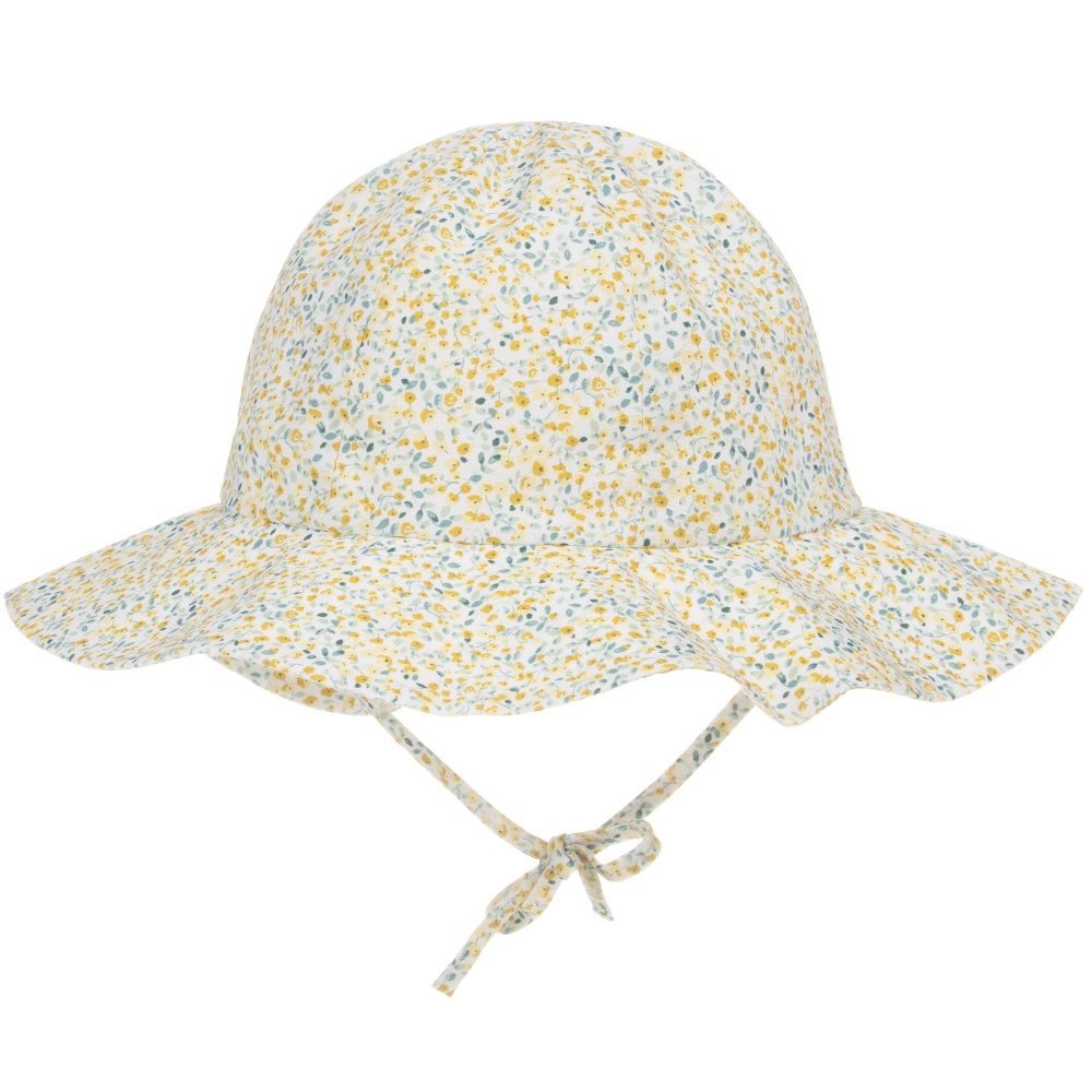 Pureté Du... Bébé - قبعة للشمس قطن لون أبيض، أصفر وأخضر | Childrensalon