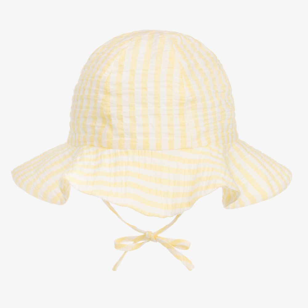 Pureté Du... Bébé-Yellow Striped Cotton Sun Hat | Childrensalon Outlet