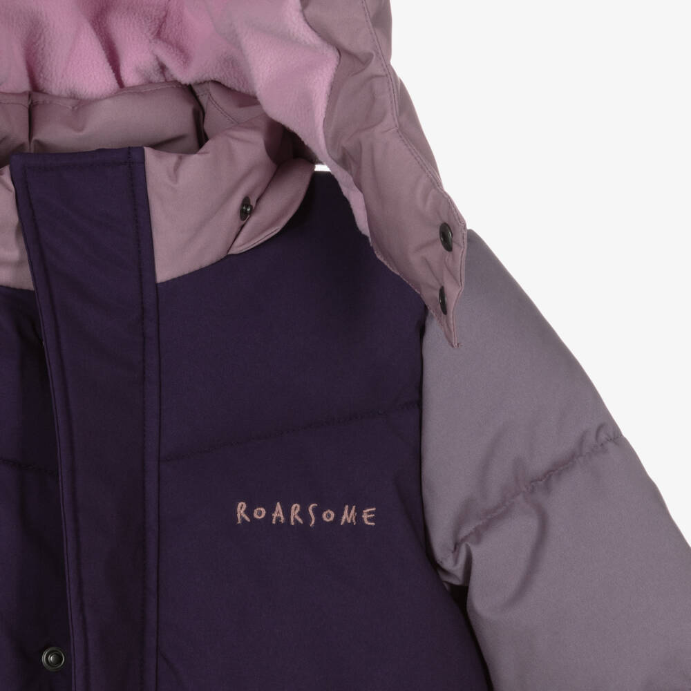 Roarsome-Purple Colourblock Hooded Puffer Jacket | Childrensalon Outlet