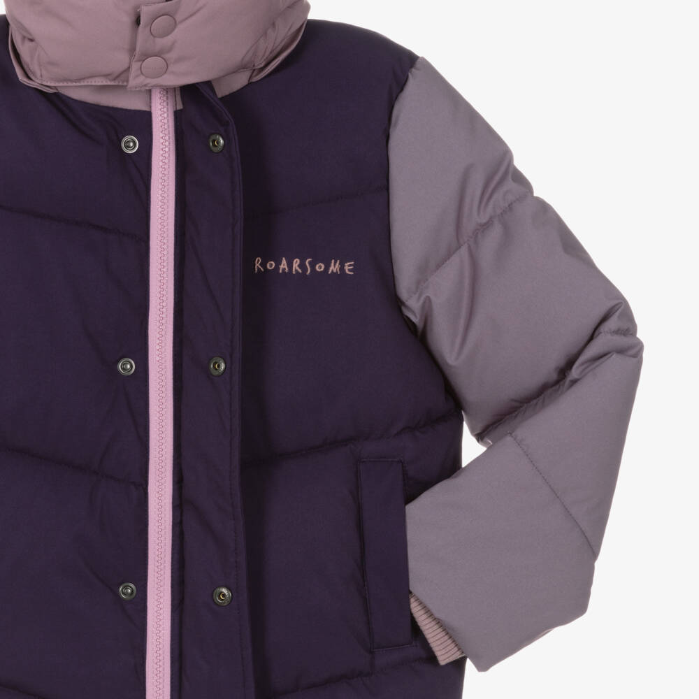Roarsome-Purple Colourblock Hooded Puffer Jacket | Childrensalon Outlet