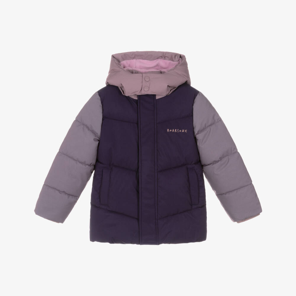 Roarsome-Purple Colourblock Hooded Puffer Jacket | Childrensalon Outlet