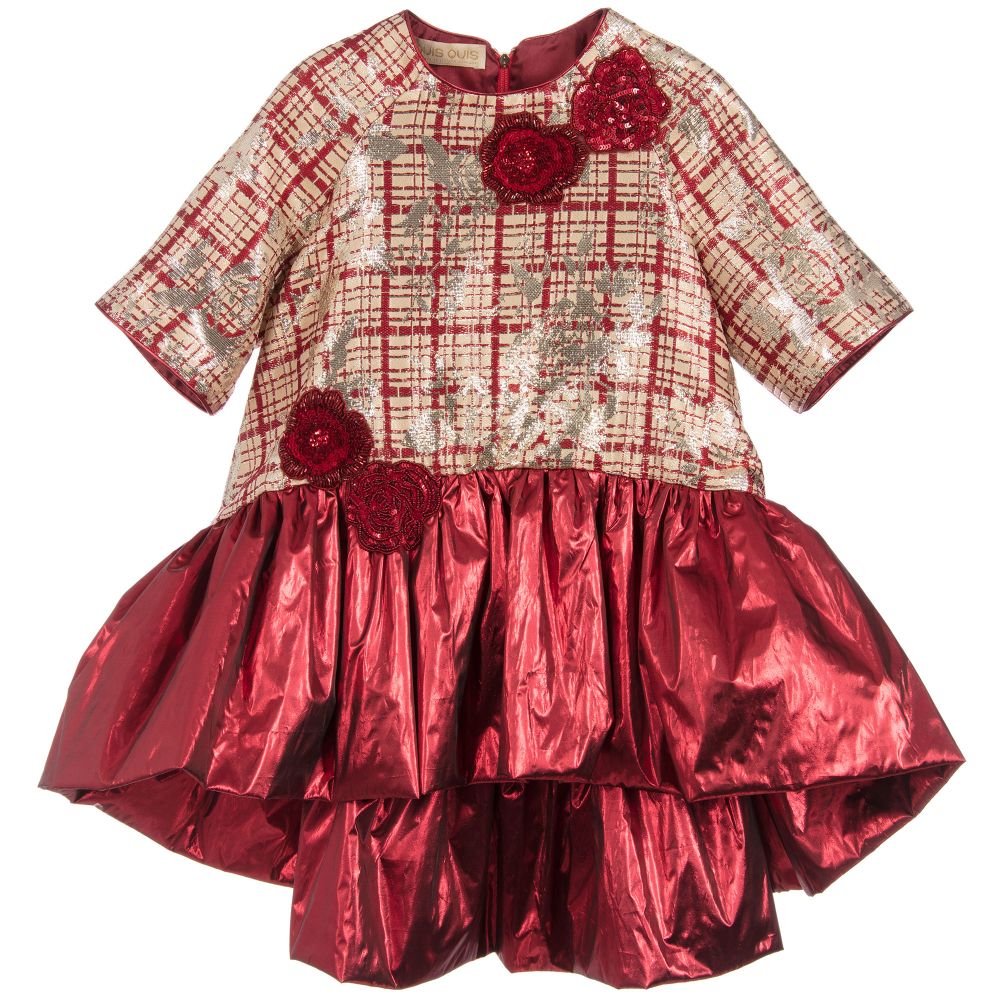 Quis Quis - Girls Red & Gold Dress | Childrensalon