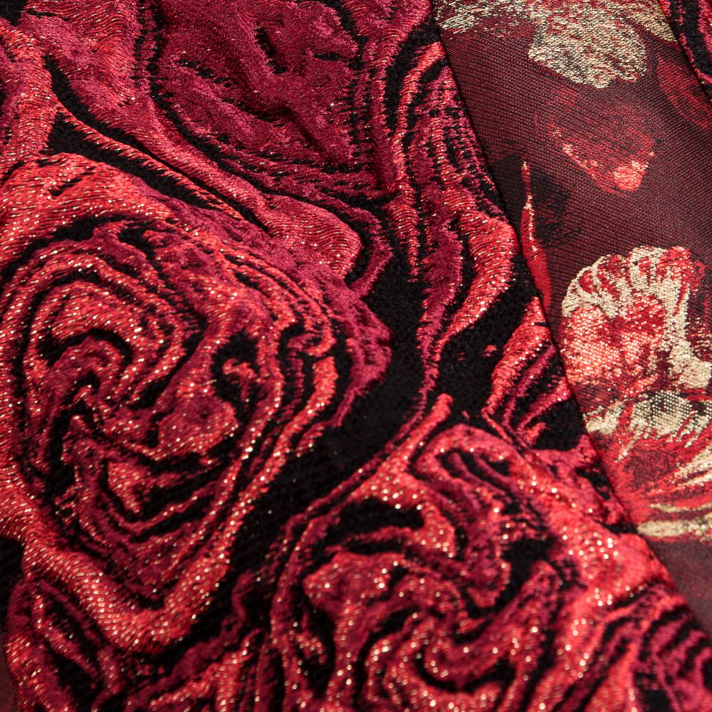 Quis Quis-Girls Red Silk Brocade Coat | Childrensalon Outlet