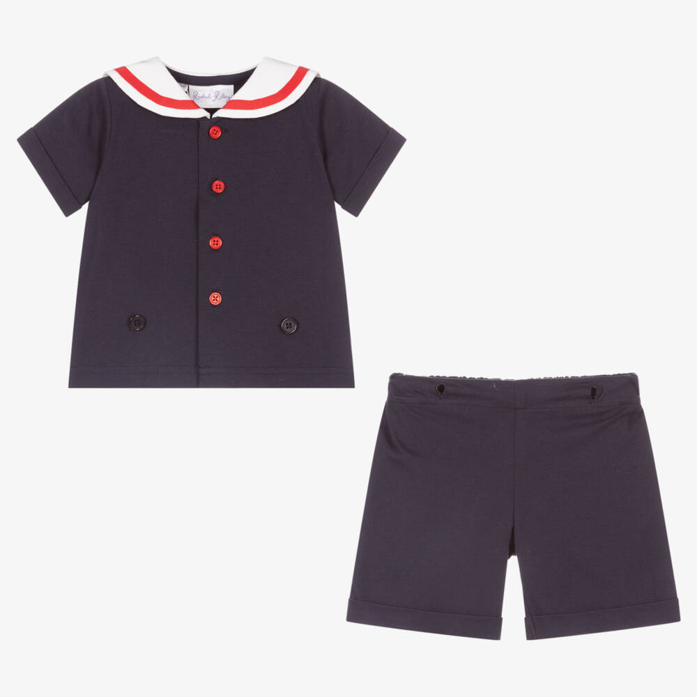 Rachel Riley-Baby Boys Blue Sailor Buster Suit | Childrensalon Outlet