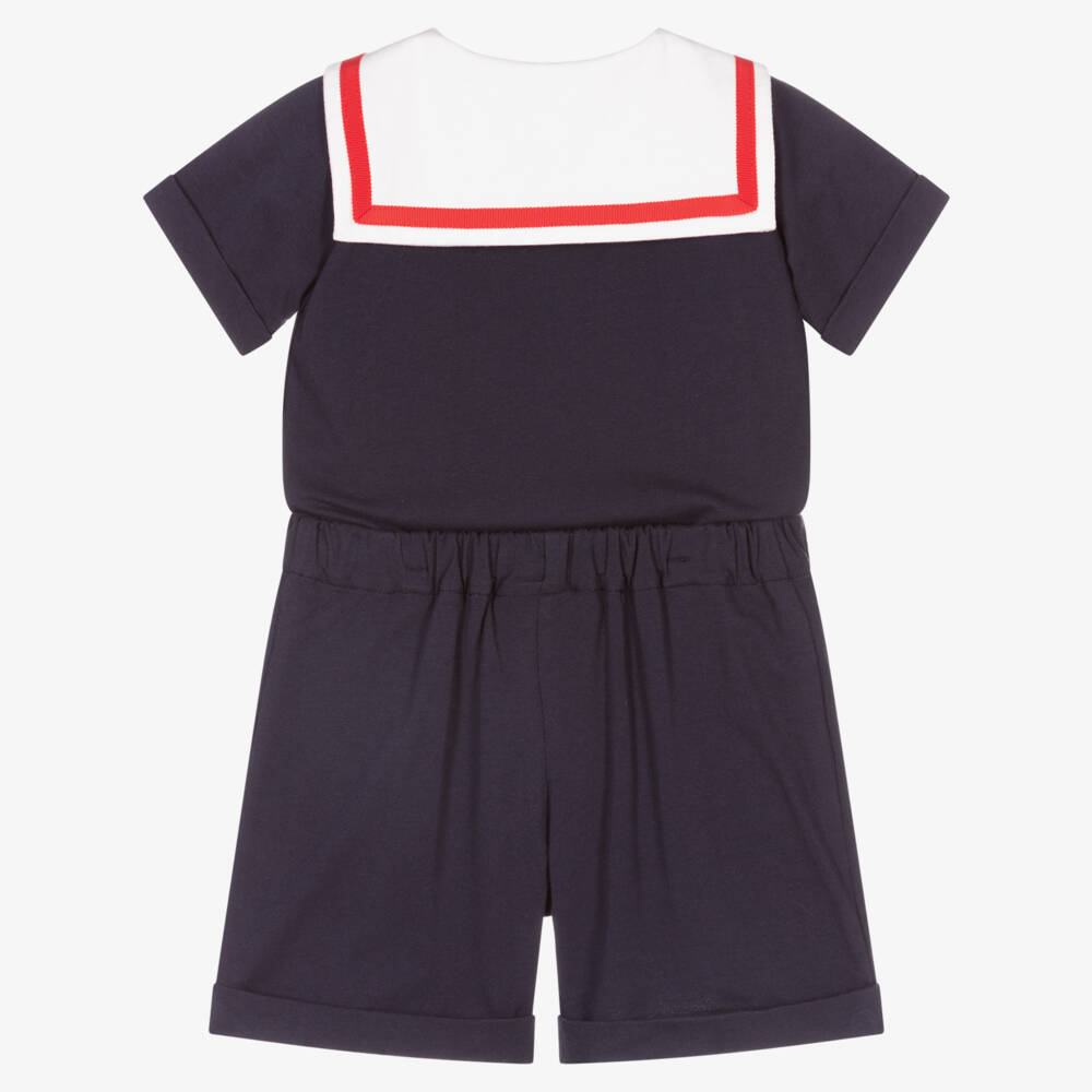 Rachel Riley-Baby Boys Blue Sailor Buster Suit | Childrensalon Outlet