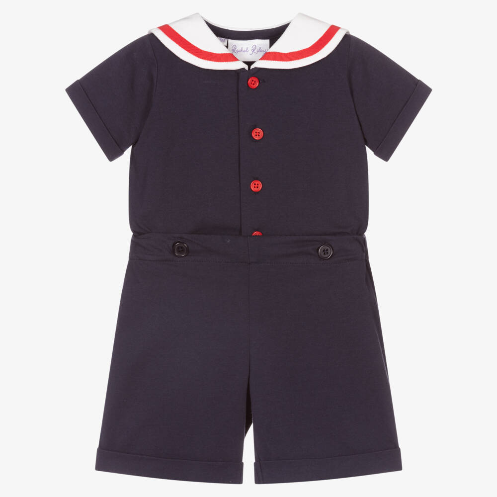 Rachel Riley-Baby Boys Blue Sailor Buster Suit | Childrensalon Outlet
