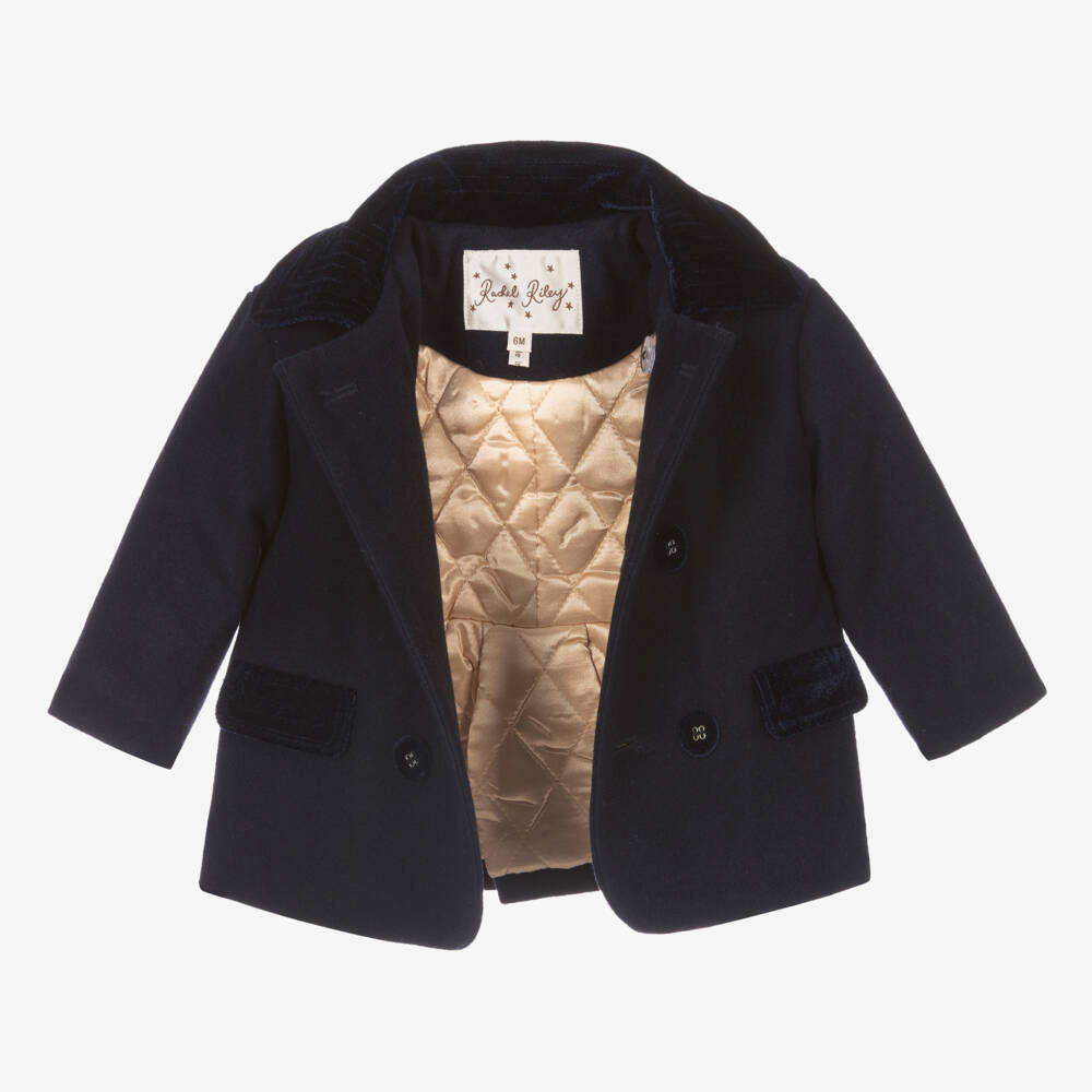 Rachel Riley-Baby Boys Navy Blue Double Breasted Coat | Childrensalon Outlet