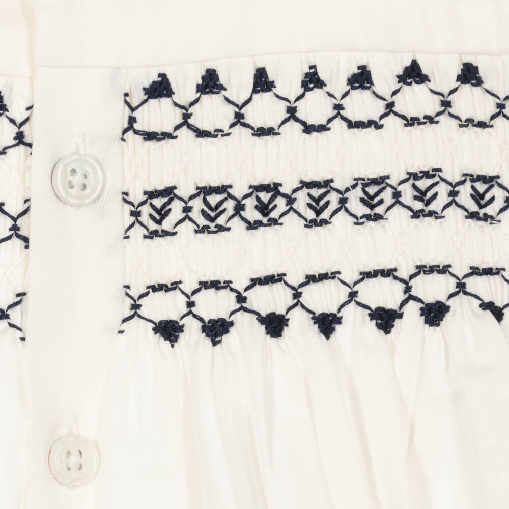 Rachel Riley-Baby Boys Navy Blue Smocked Buster Suit | Childrensalon Outlet