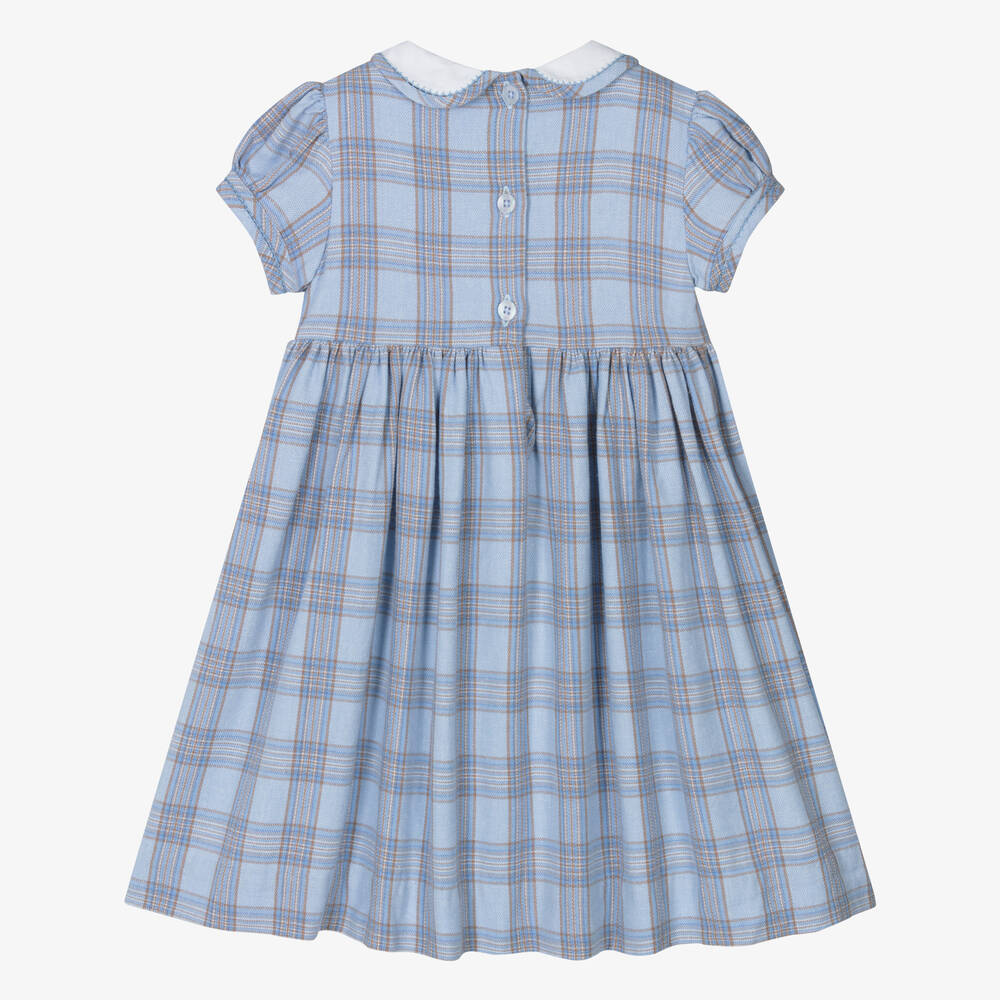 Rachel Riley-Baby Girls Blue Hand-Smocked Cotton Dress | Childrensalon Outlet