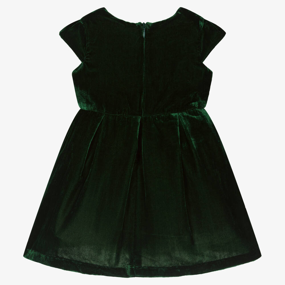 Rachel Riley-Baby Girls Green Velvet Tartan Bow Dress | Childrensalon Outlet