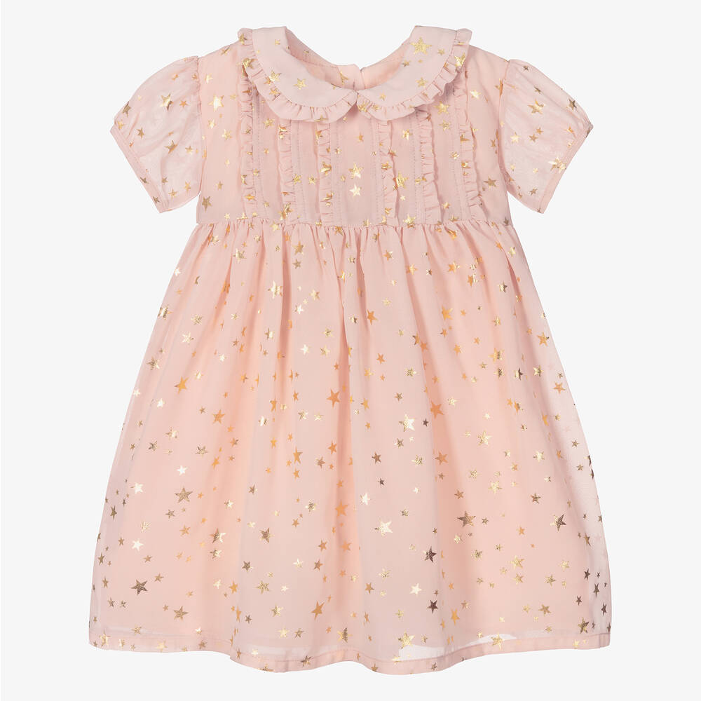Rachel Riley - Baby Girls Pink Chiffon Dress | Childrensalon