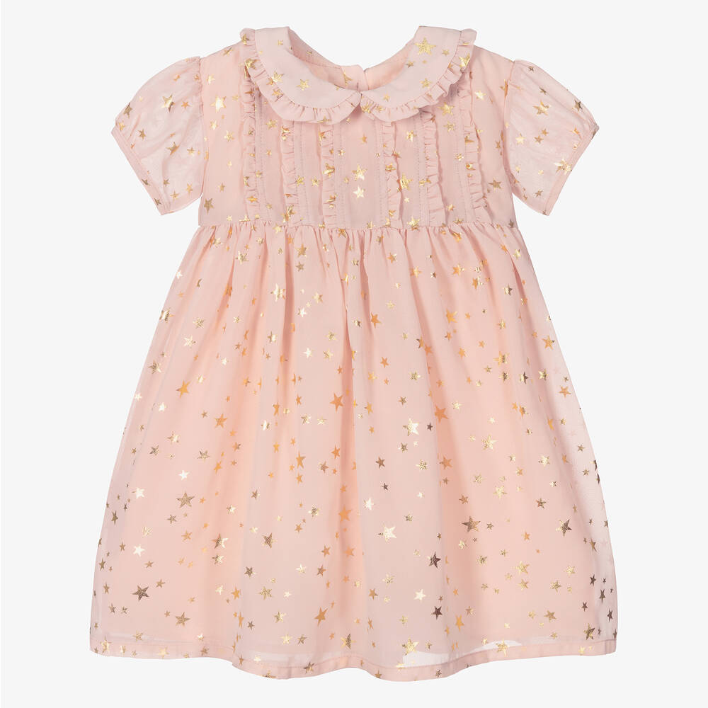 Rachel Riley - Robe rose en mousseline bébé fille | Childrensalon