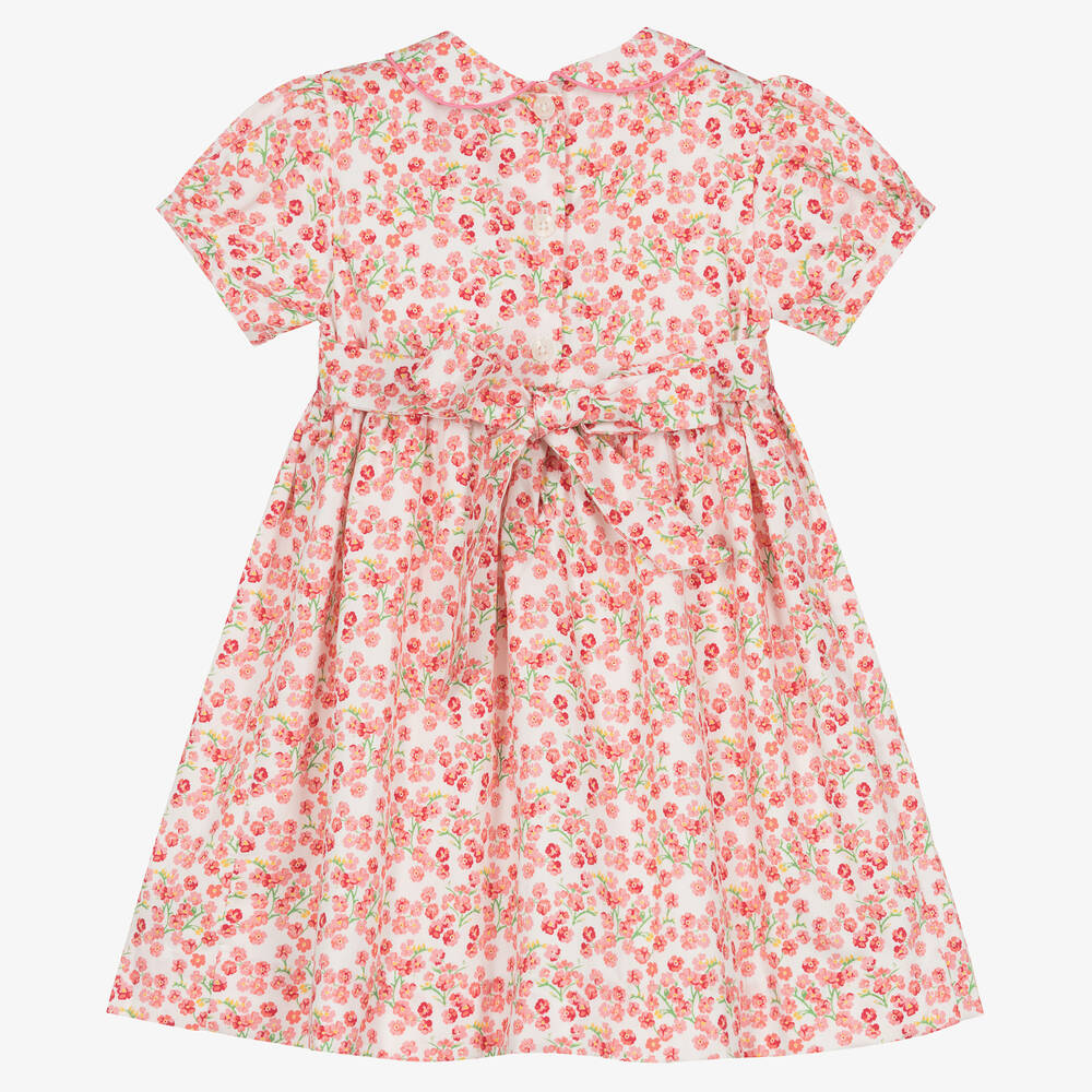 Rachel Riley-Baby Girls Pink Floral Hand-Smocked Dress  | Childrensalon Outlet