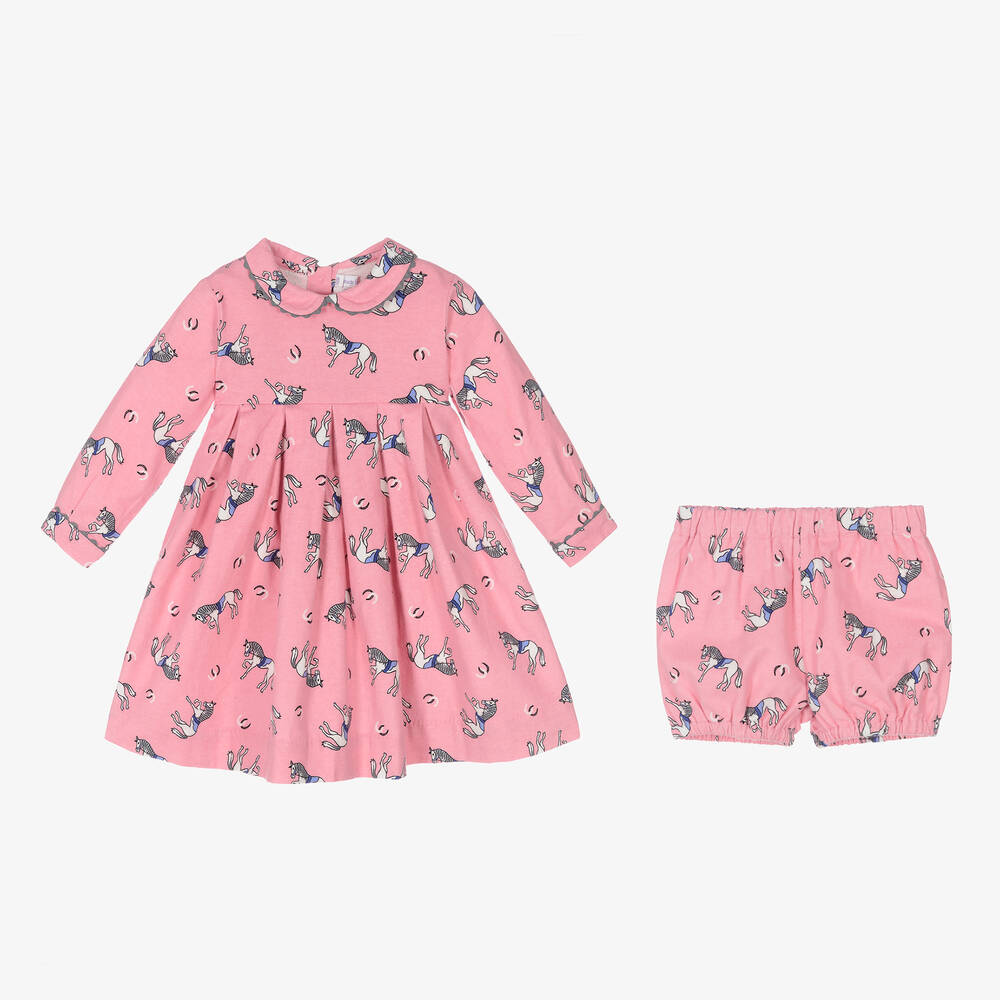 Rachel Riley-Baby Girls Pink Horses Dress | Childrensalon Outlet