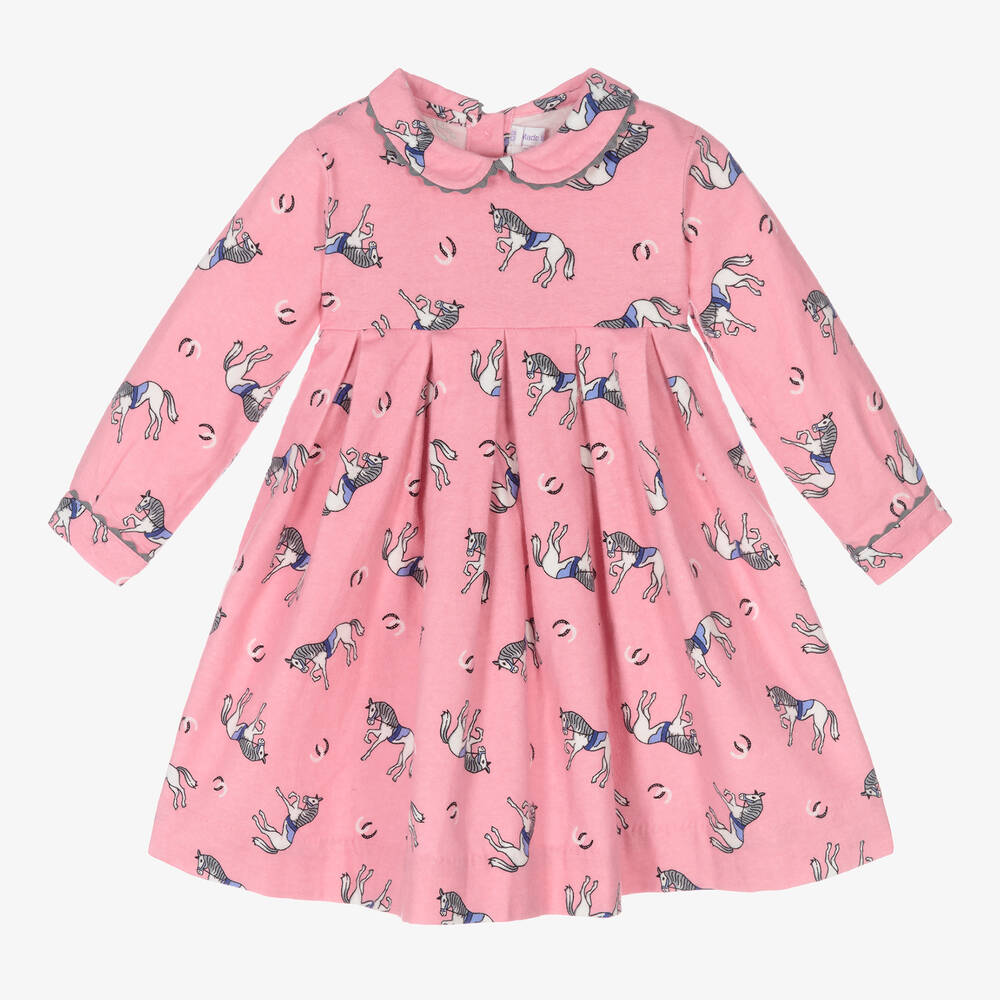 Rachel Riley - Robe rose chevaux bébé fille | Childrensalon