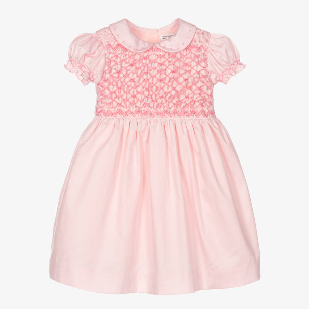 Rachel Riley - Rosafarbenes gesmoktes Kleid für Babys (M) | Childrensalon