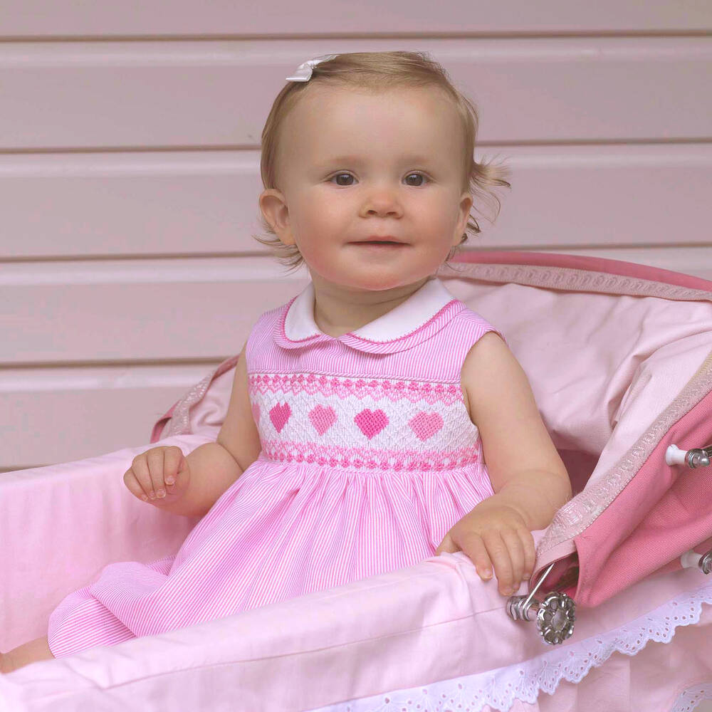 Rachel Riley Baby Girls Pink Stripe Smocked Dress