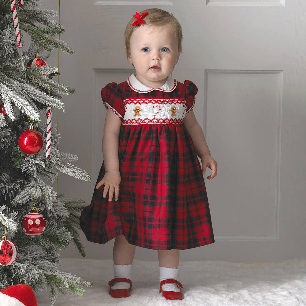 Red tartan baby girl dress new arrivals