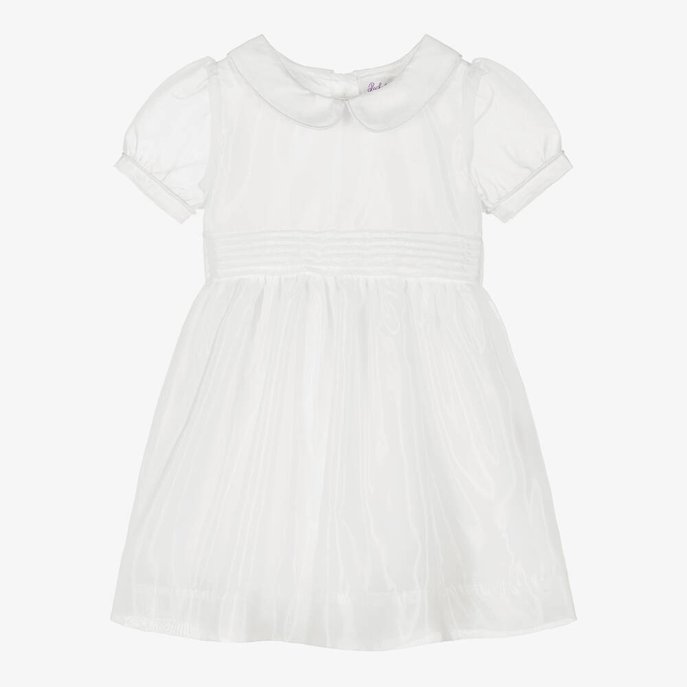 Rachel Riley - Baby Girls White Organza Pintuck Dress | Childrensalon