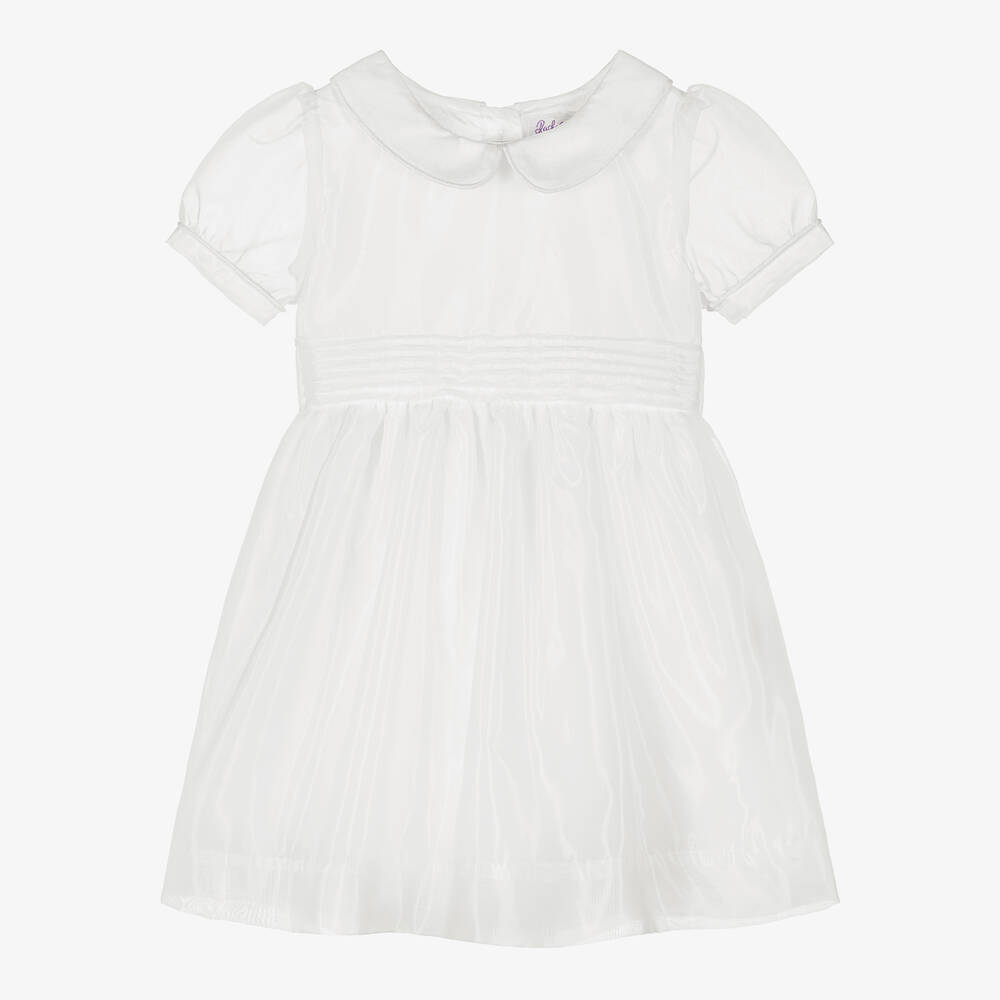 Rachel Riley - Robe blanche en organza détails plissés bébé fille | Childrensalon