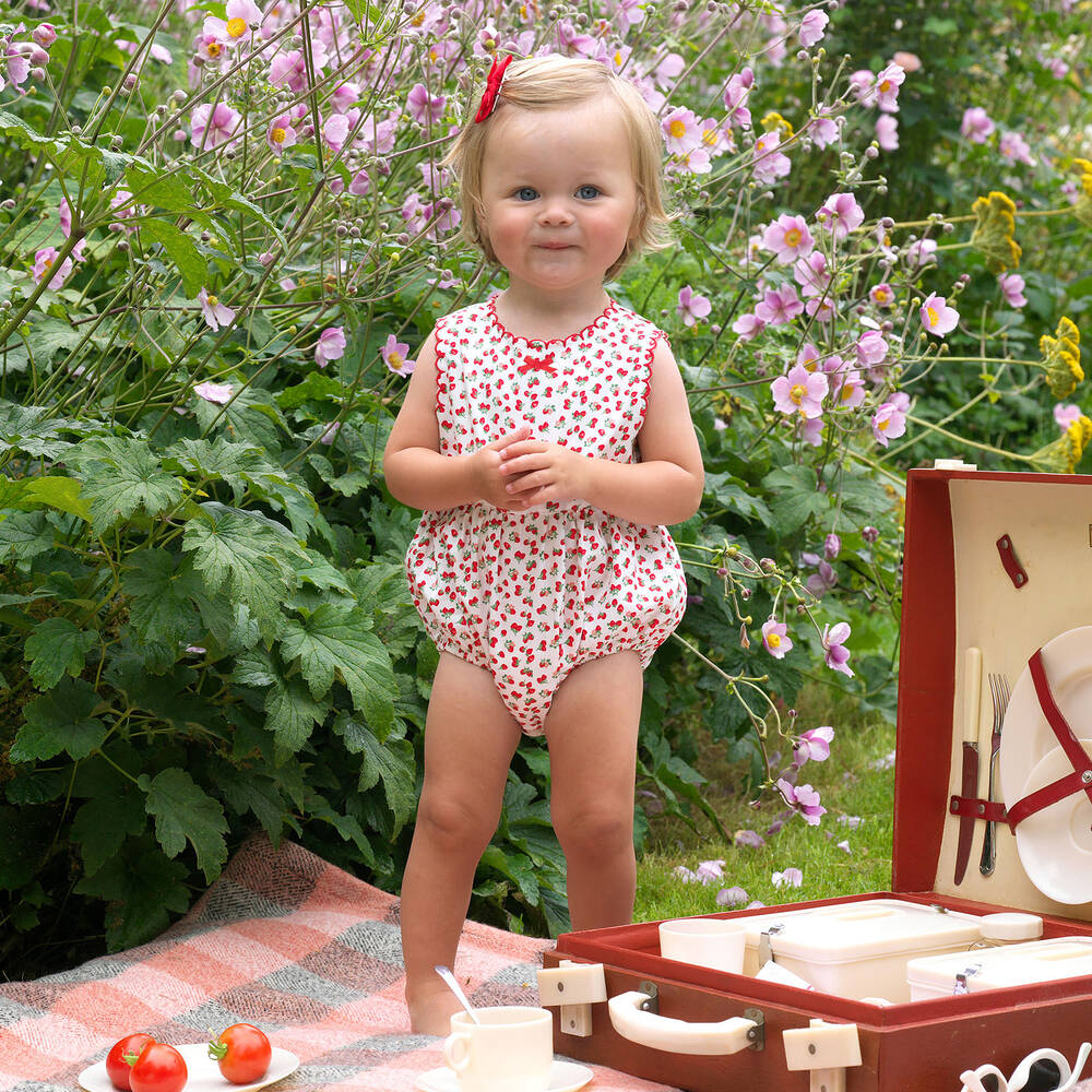 Rachel Riley-Baby Girls White Strawberry Shortie | Childrensalon Outlet