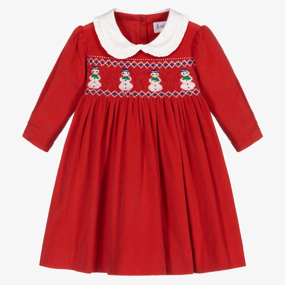 Red smocked christmas dress online