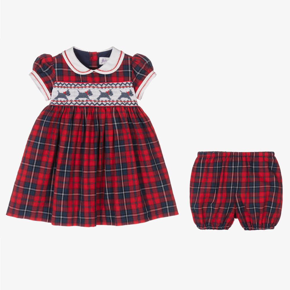 Rachel Riley-Baby Red Tartan Smocked Dress | Childrensalon Outlet