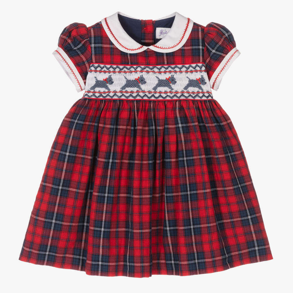 Rachel Riley - Rotes, gesmoktes Schottenkaro-Kleid | Childrensalon