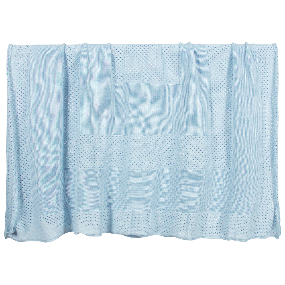 Rachel Riley - Blue Knitted Blanket (125cm) | Childrensalon