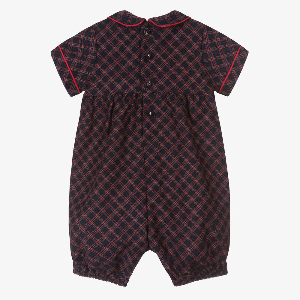 Rachel Riley-Boys Blue & Red Smocked Cotton Shortie | Childrensalon Outlet