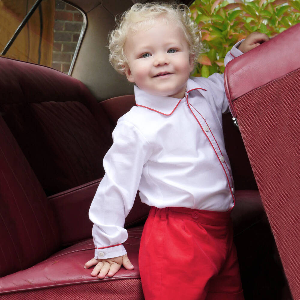 Rachel Riley-Boys Classic Red Buster Suit | Childrensalon Outlet