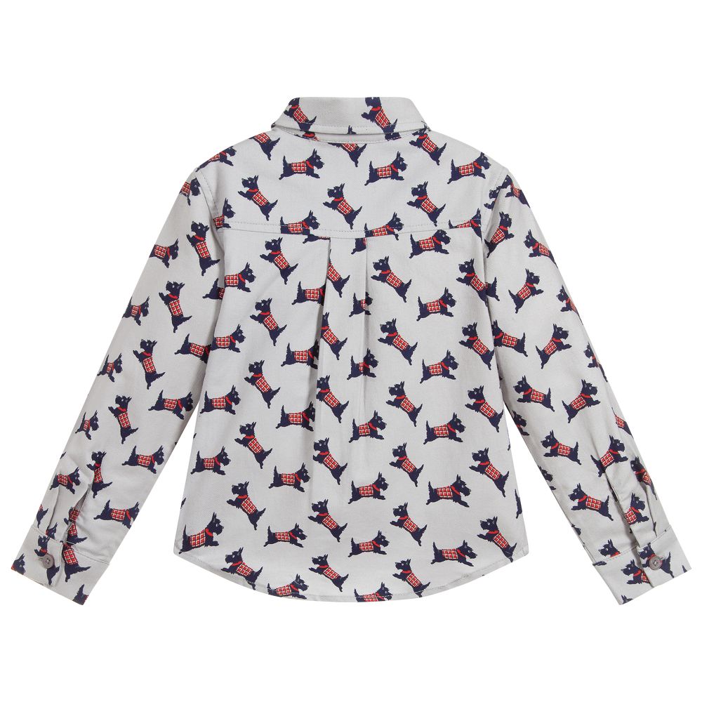 Rachel Riley-Boys Grey Cotton Shirt | Childrensalon Outlet