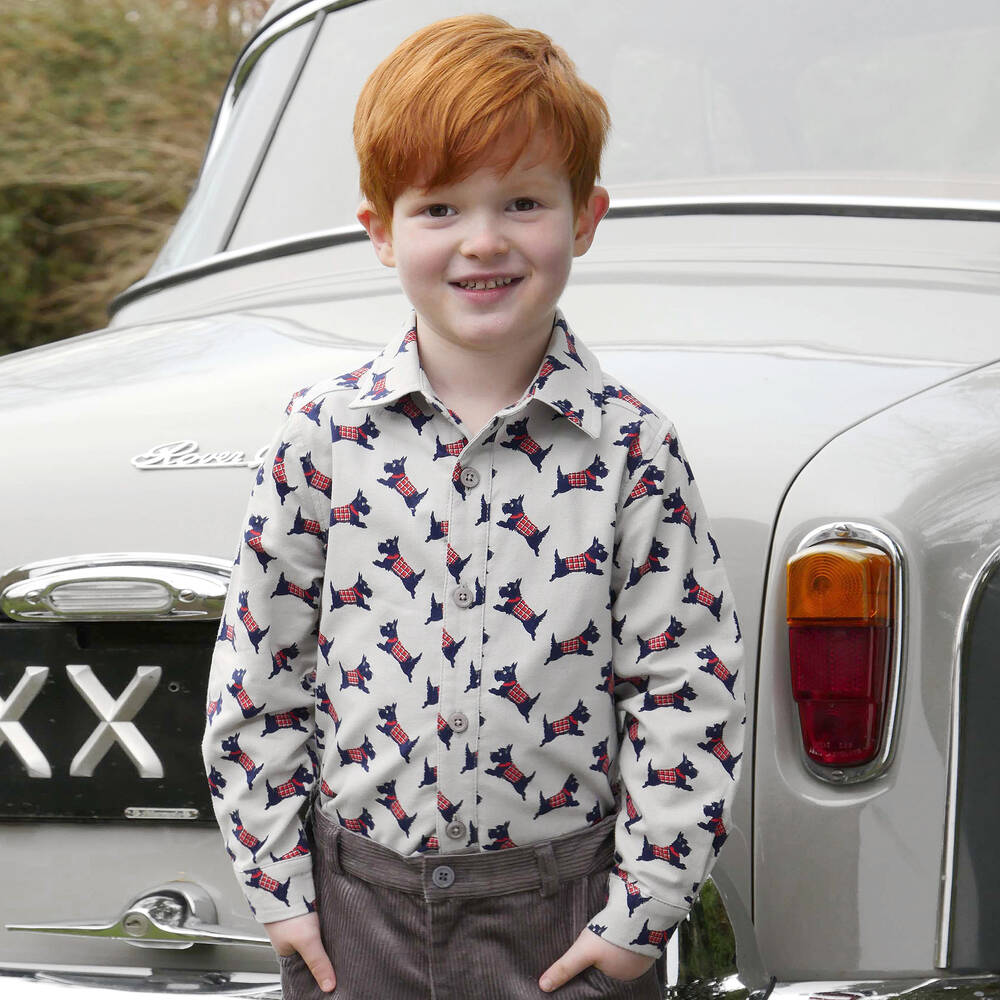 Rachel Riley-Boys Grey Cotton Shirt | Childrensalon Outlet