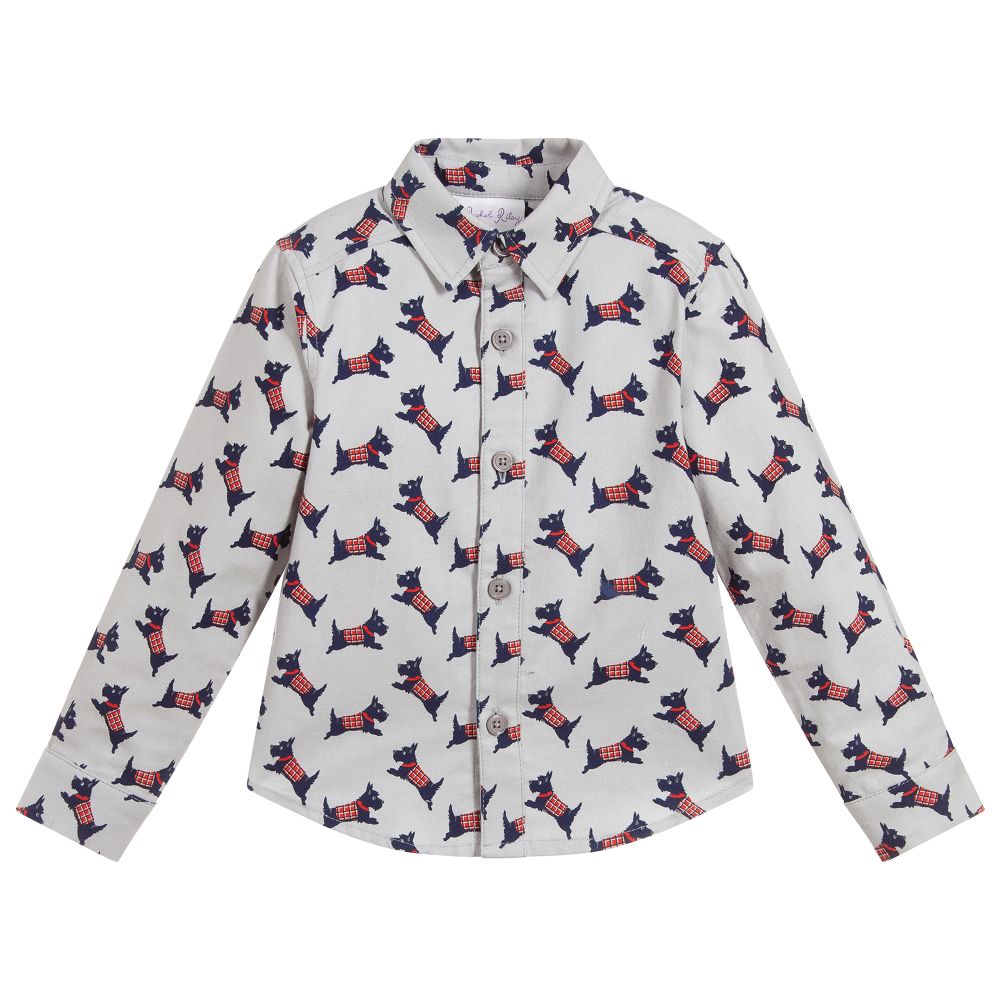 Rachel Riley - Boys Grey Cotton Shirt | Childrensalon Outlet