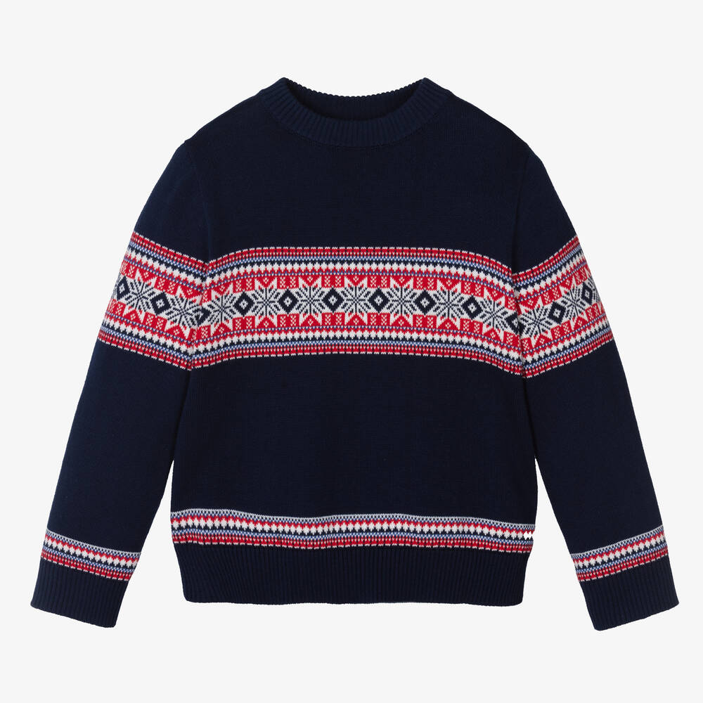 Rachel Riley - Boys Navy Blue Knitted Sweater | Childrensalon