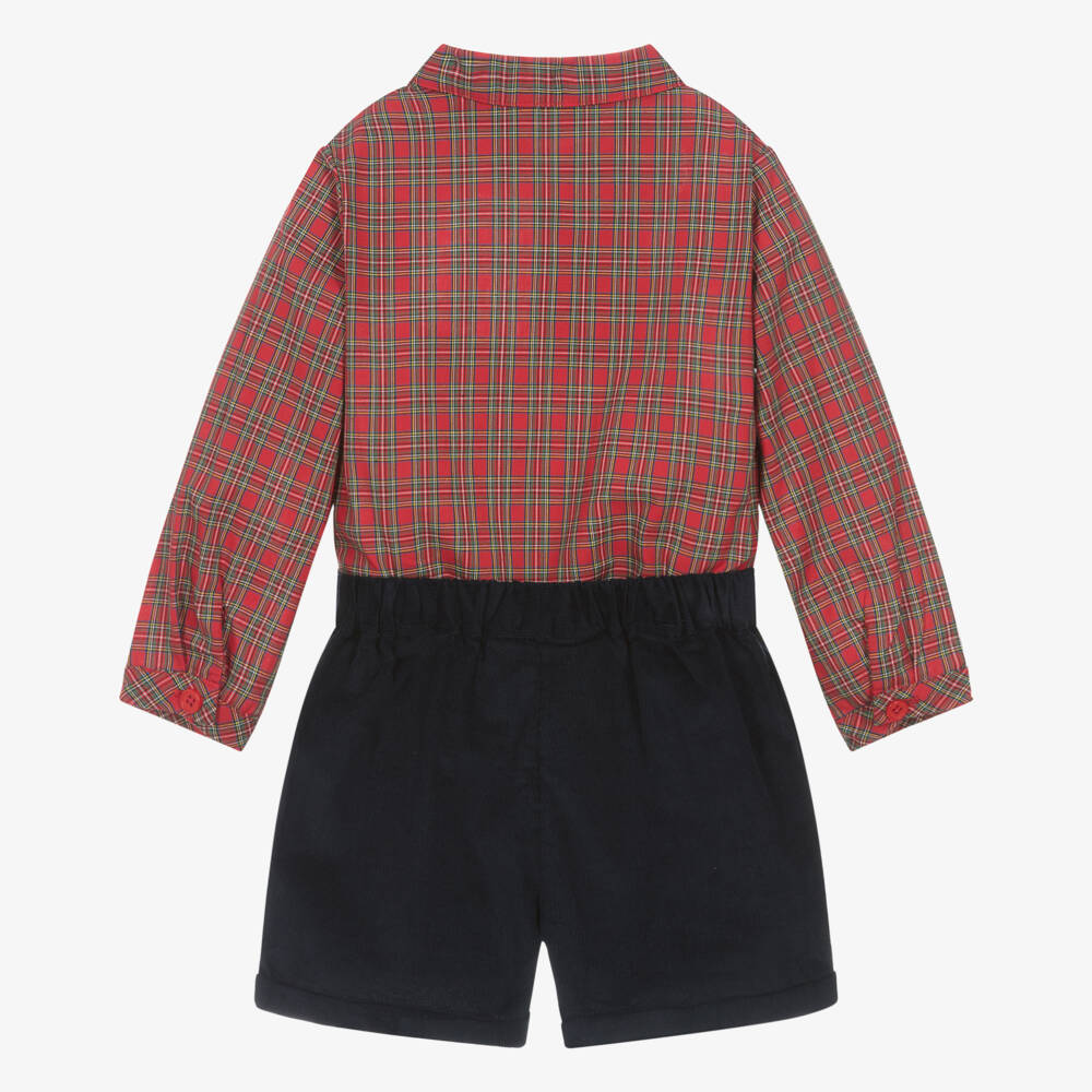 Rachel Riley-Boys Red Plaid Shirt Set | Childrensalon Outlet