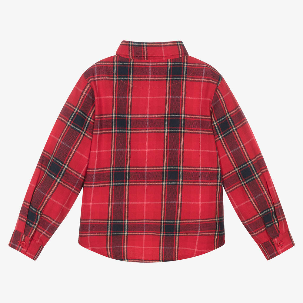 Rachel Riley-Boys Red Tartan Cotton Shirt | Childrensalon Outlet