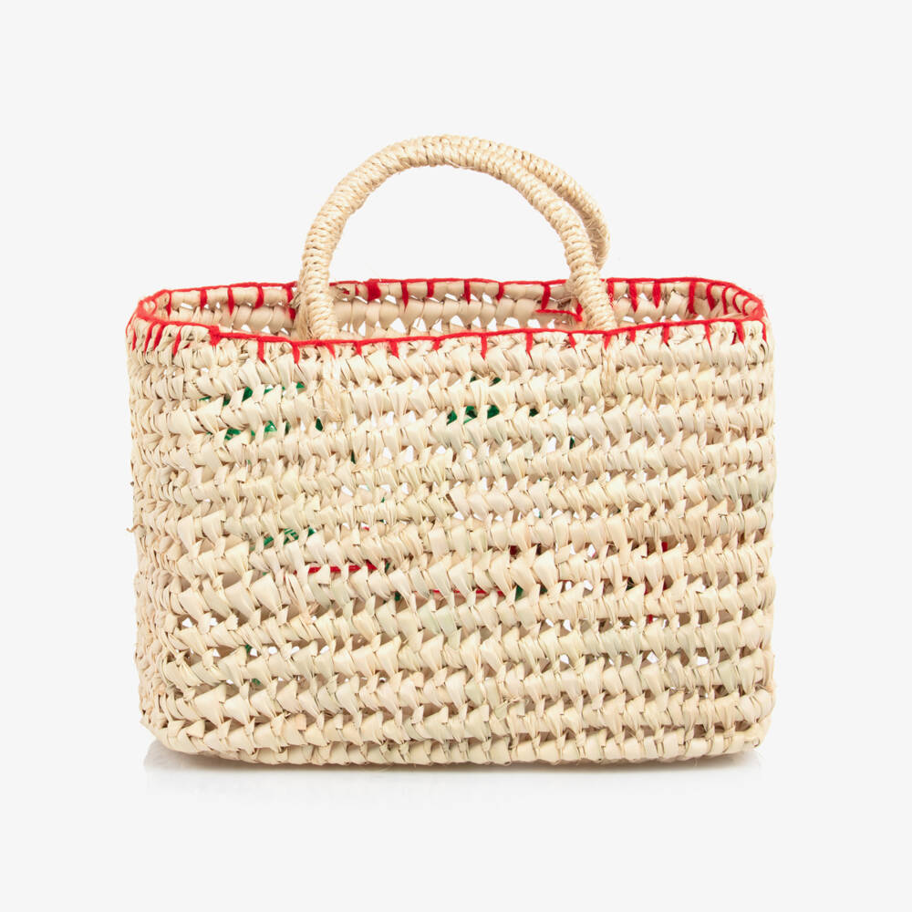 Rachel Riley-Girls Beige Cherry Straw Bag (22cm) | Childrensalon Outlet