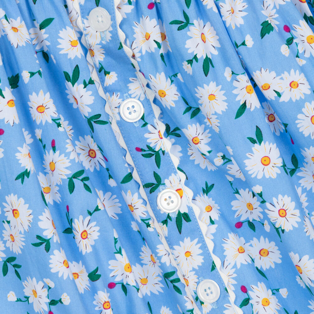 Rachel Riley-Girls Blue Cotton Daisy Print Dress | Childrensalon Outlet