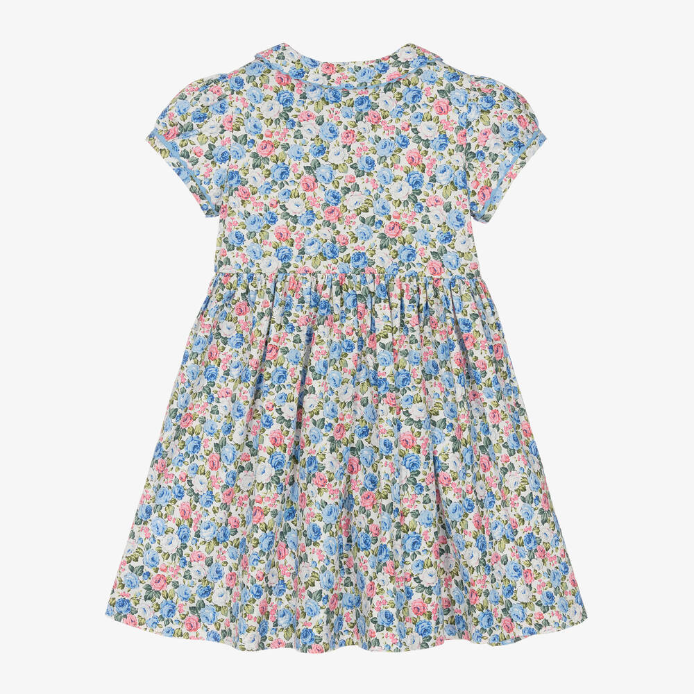 Rachel Riley-Girls Blue Cotton Floral Dress | Childrensalon Outlet