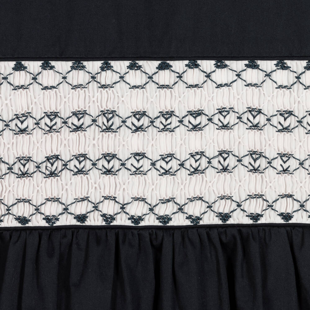 Rachel Riley-فستان قطني كحلي مطرز يدويًا للبنات | Childrensalon Outlet