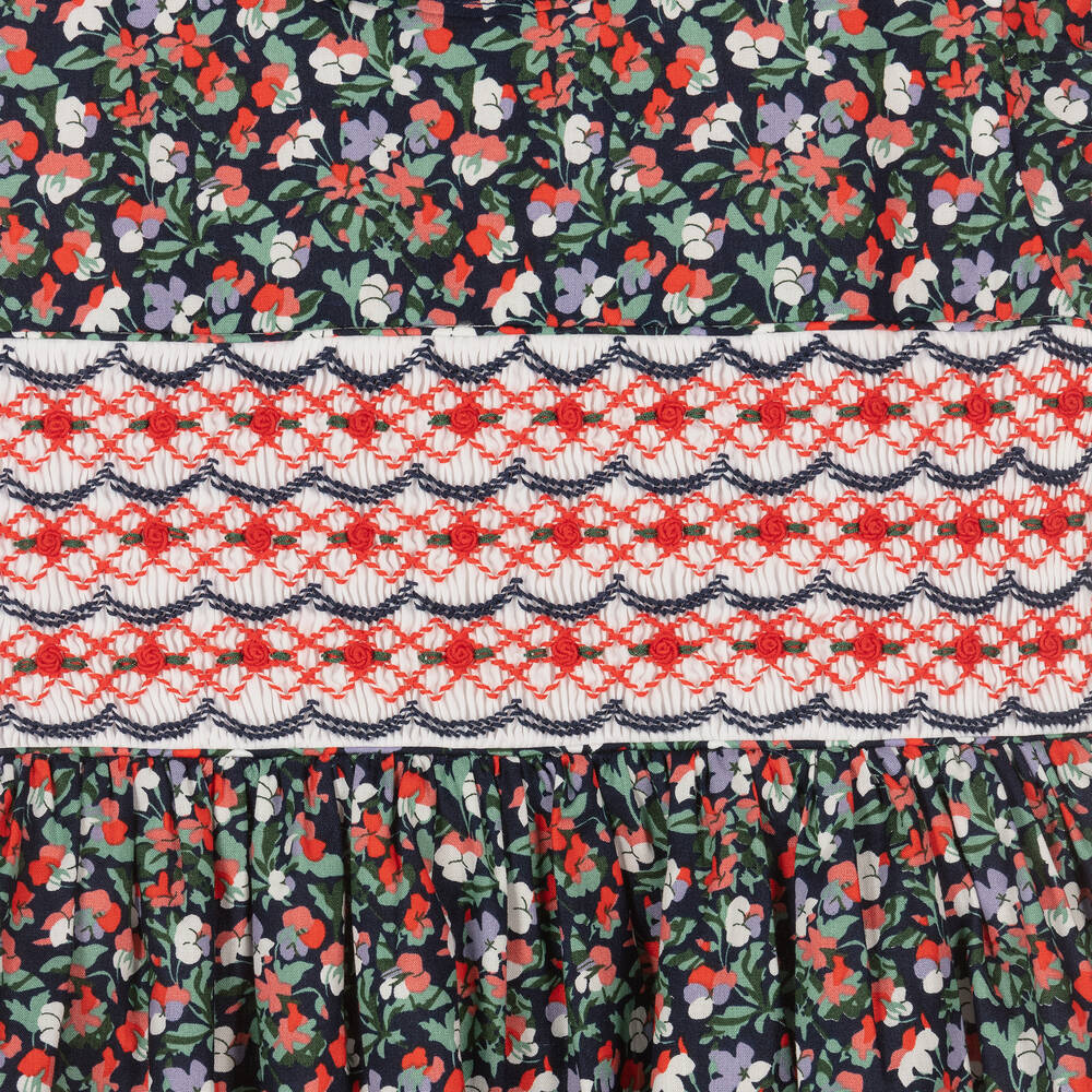 Rachel Riley-Girls Blue Hand-Smocked Cotton Dress | Childrensalon Outlet