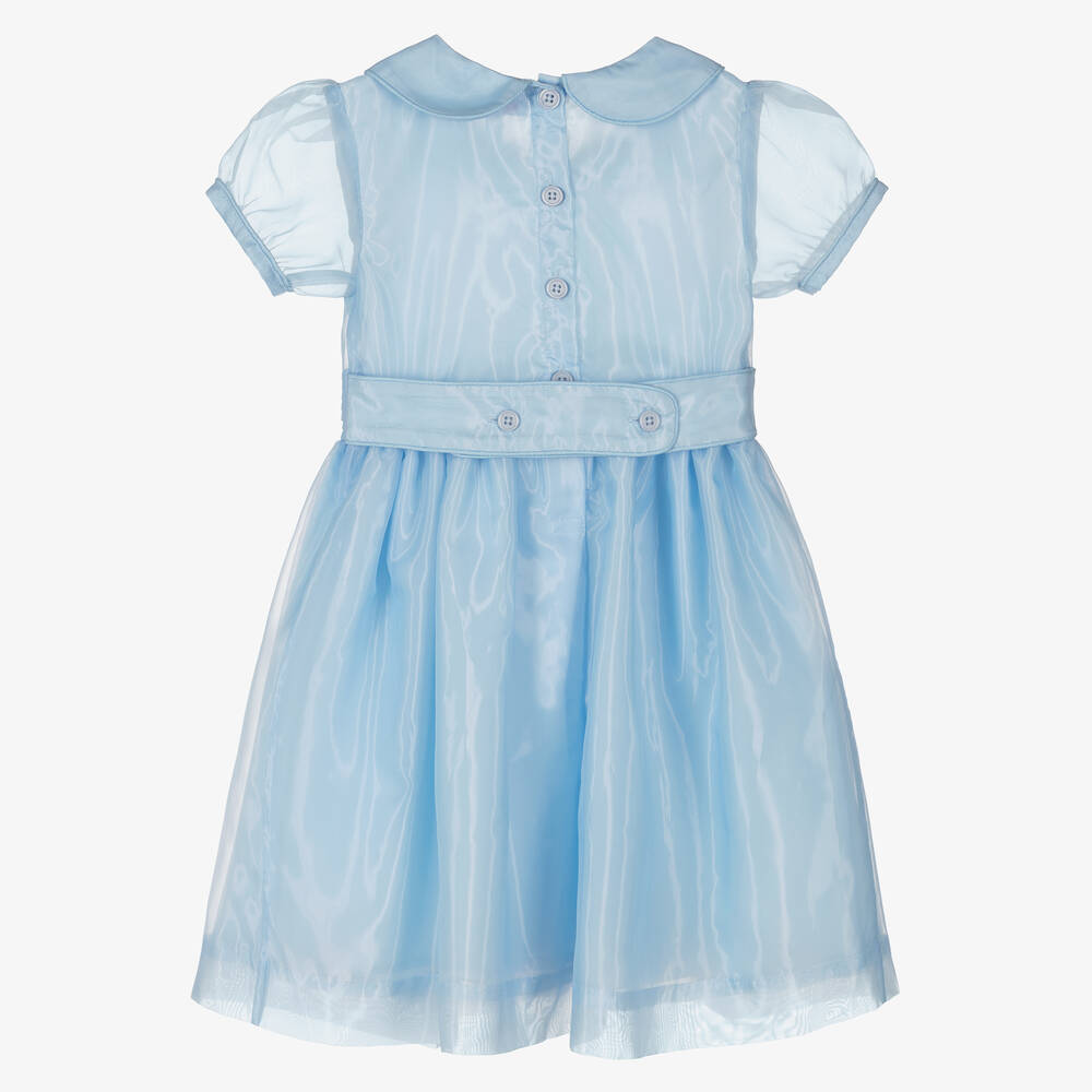 Rachel Riley-Girls Blue Organza Pintuck Dress | Childrensalon Outlet
