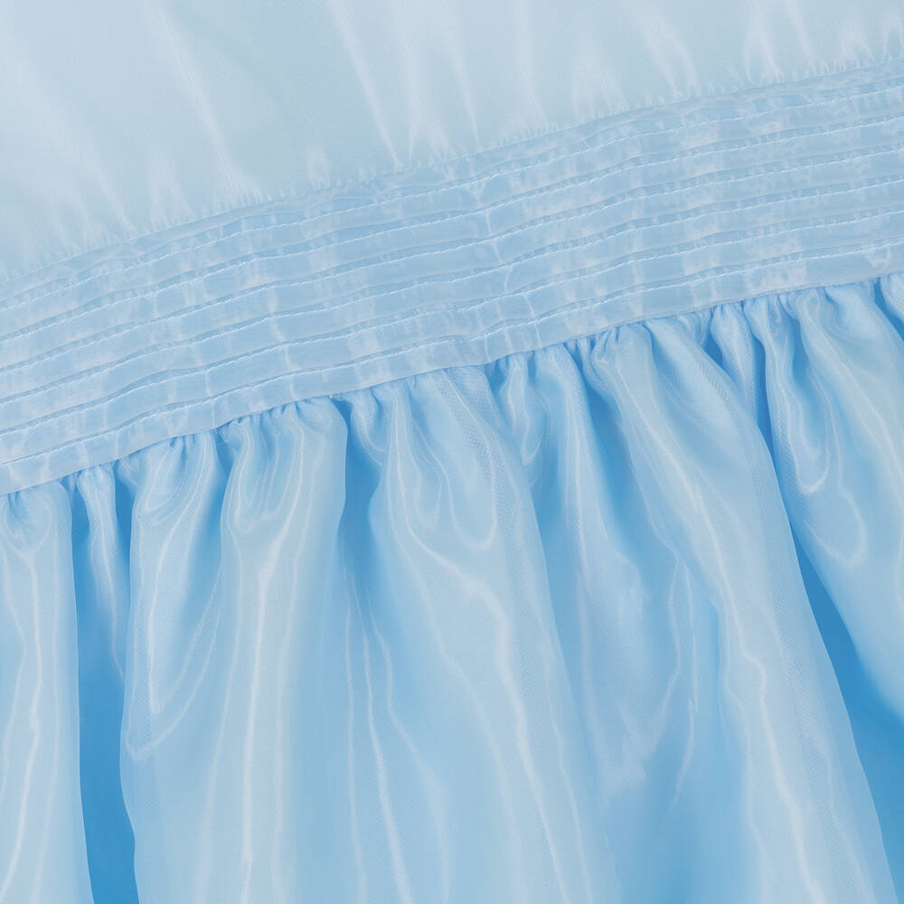 Rachel Riley-Girls Blue Organza Pintuck Dress | Childrensalon Outlet