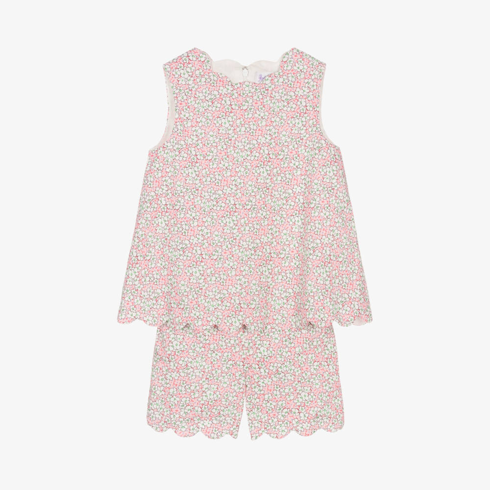 Rachel Riley-Girls Blush Blossom Cotton Ensemble | Childrensalon Outlet