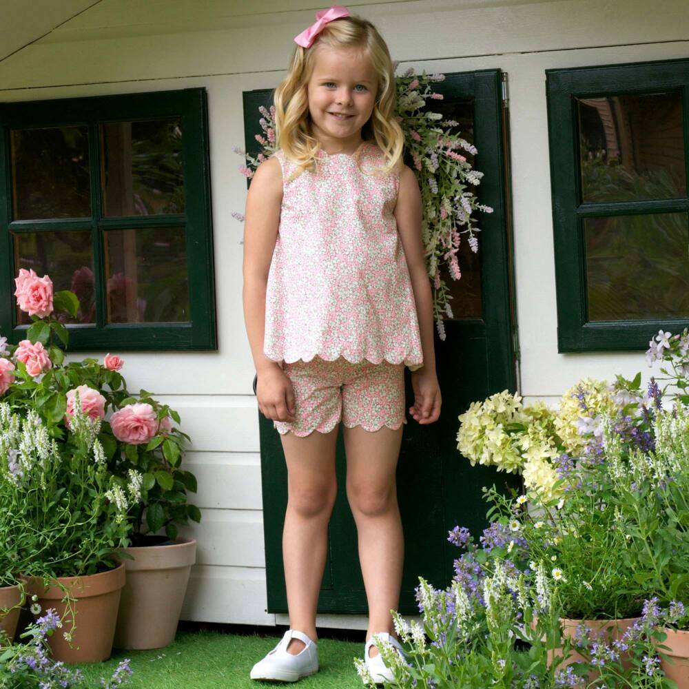 Rachel Riley-Girls Blush Blossom Cotton Ensemble | Childrensalon Outlet