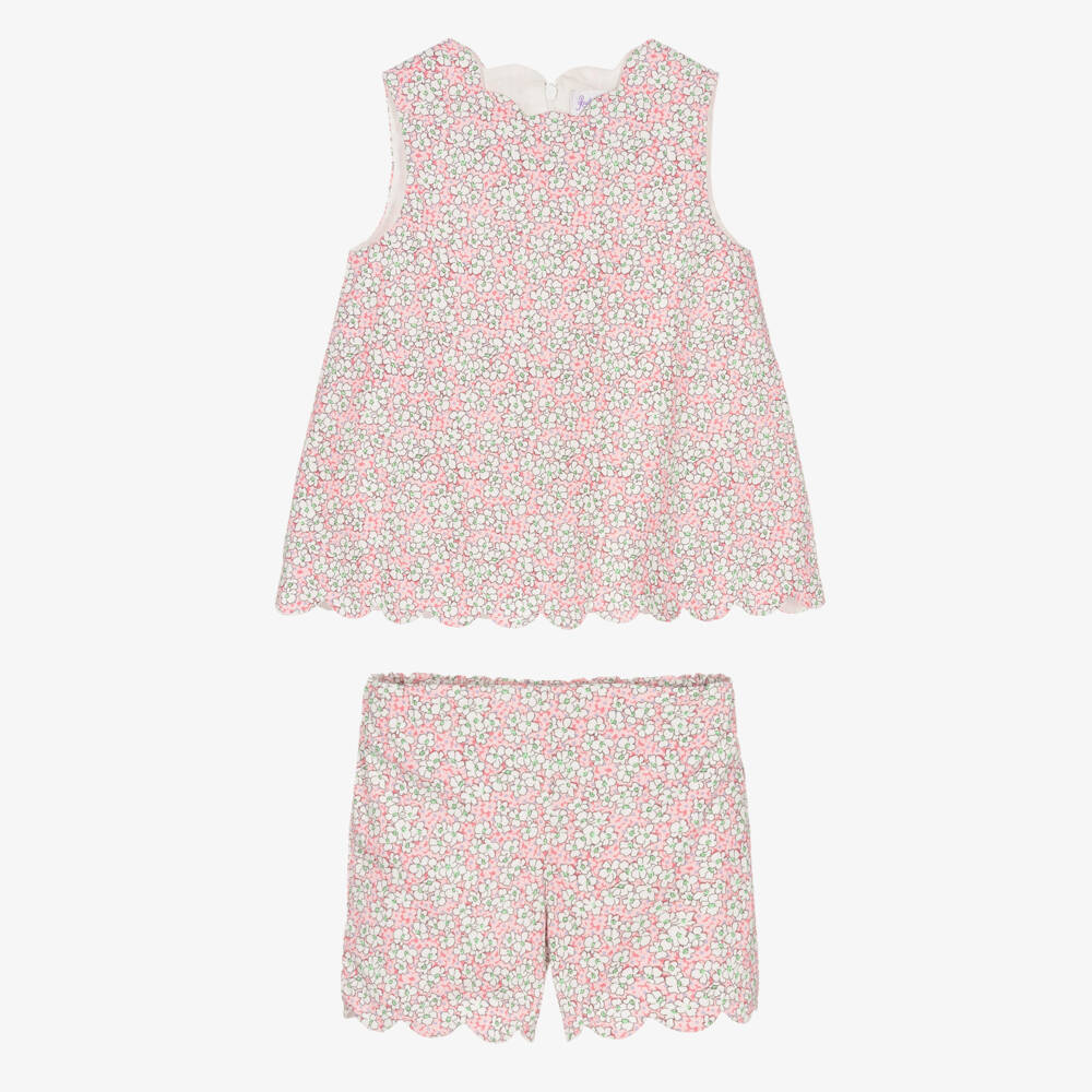 Rachel Riley-Girls Blush Blossom Cotton Ensemble | Childrensalon Outlet
