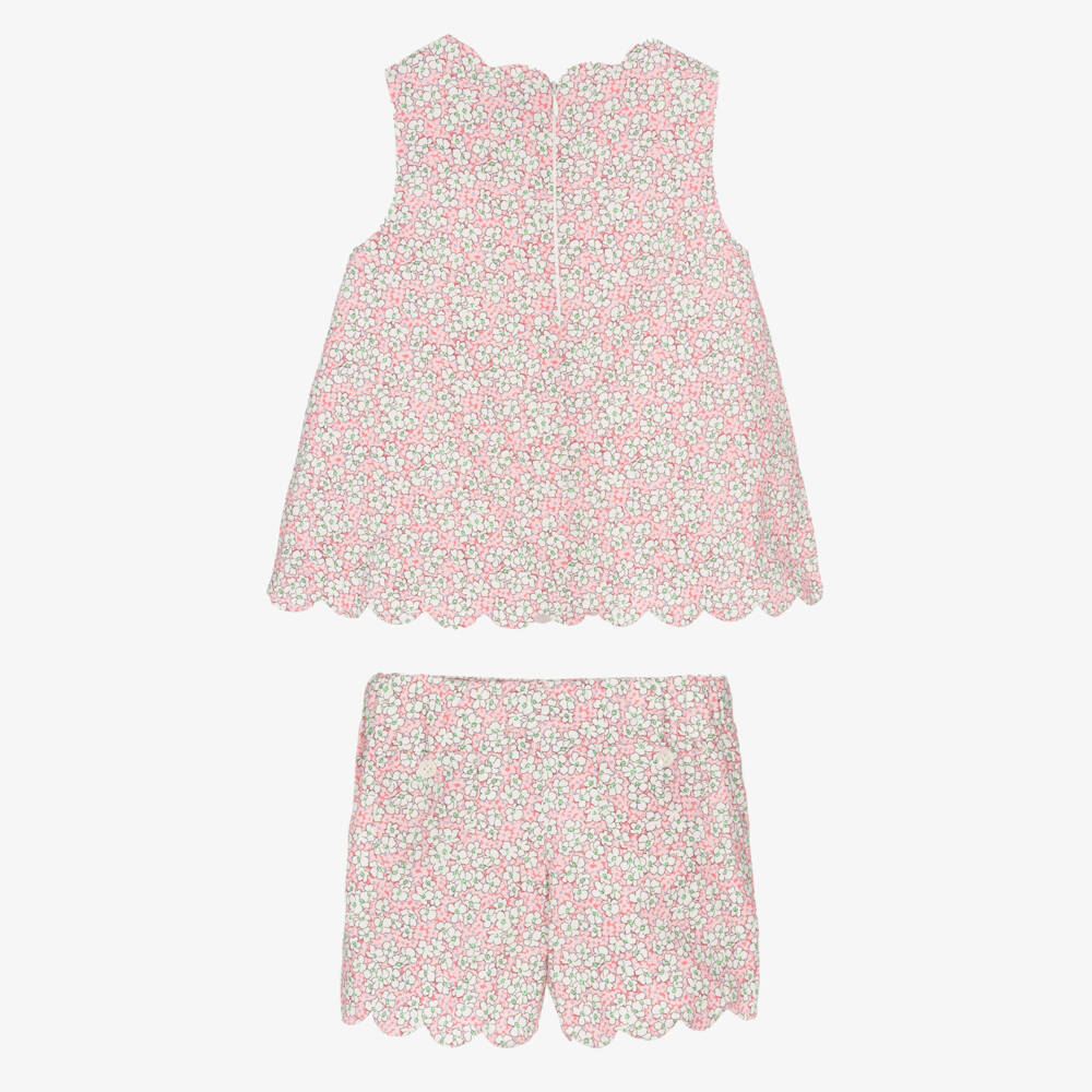 Rachel Riley-Girls Blush Blossom Cotton Ensemble | Childrensalon Outlet